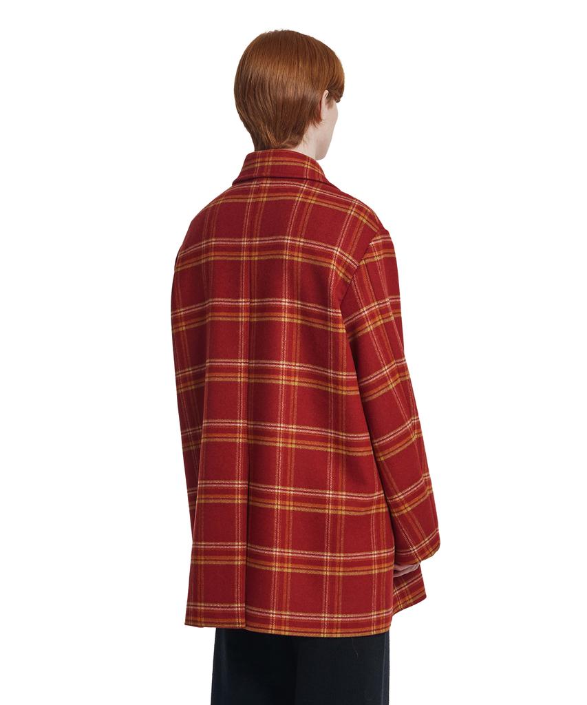 Trunk Project Double-Breasted Check Coat_Red