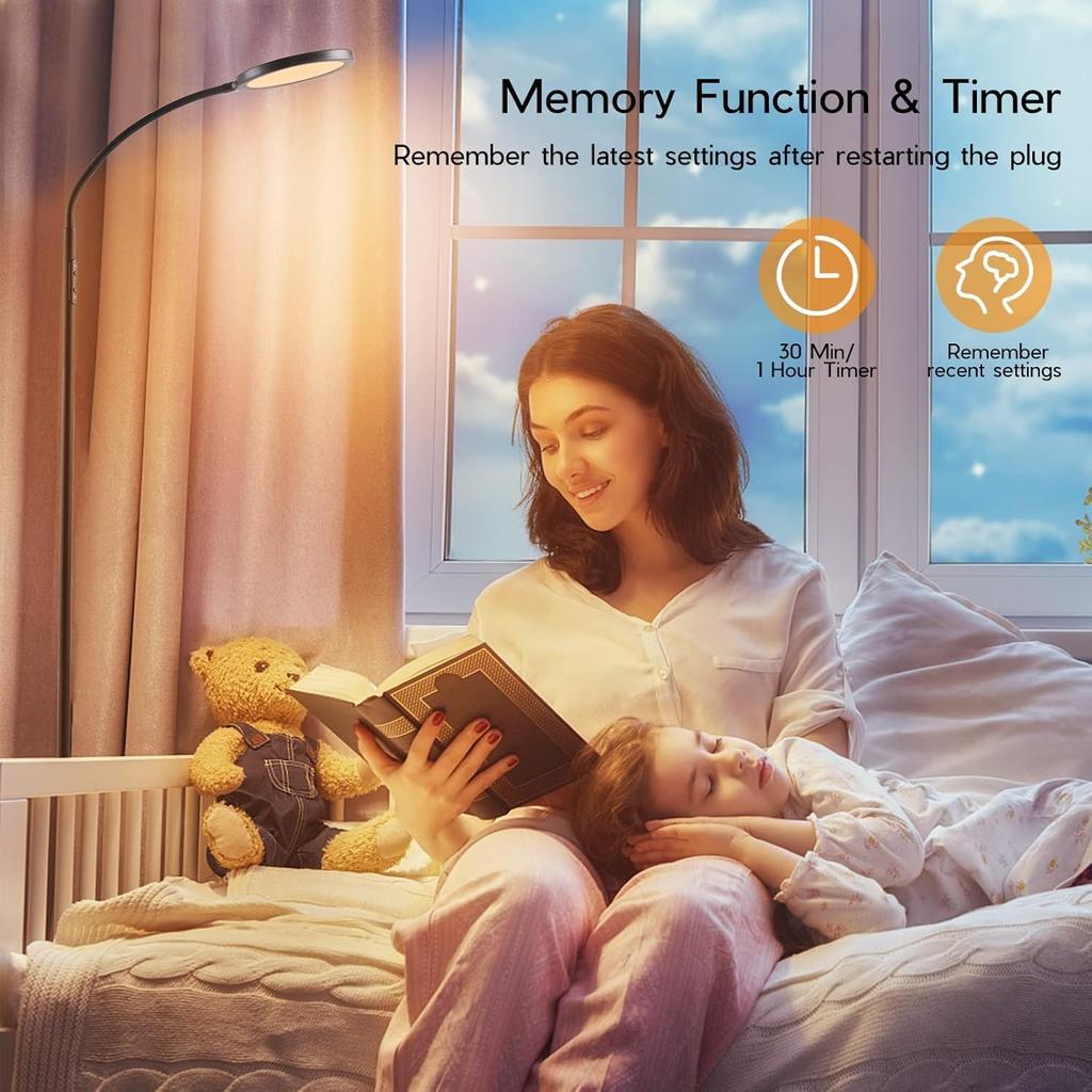 Диммируемый светодиодный торшер, регулируемый гибкий штатив, пульт дистанционного управления, настраиваемая цветовая температура для гостиной, спальни, офиса