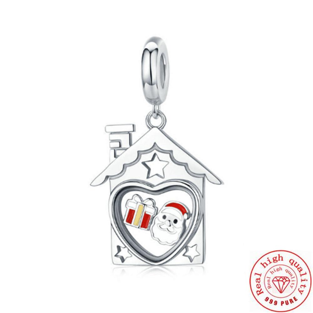 925 Серебряный Пряничный Человечек Носок Санта-Елки Подвеска Снеговик Из Бисера Подходит Оригинальный Браслет Женский Рождественские Изящные Ювелирные Изделия