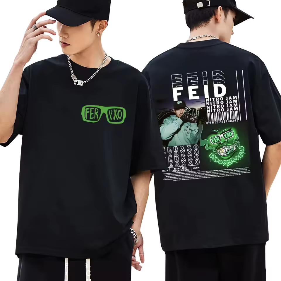 Rapper Feid Ferxxo Music Album T Shirts Men Women Hip Hop Fashion Retro Harajuku T-Shirt Oversized Cotton Gothic Tees Streetwear