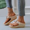 New Women's Shoes Flip Flops Women's Slippers Fashion Metal Decoration Beach Slippers Women Summer Plus Size Wedge Slippers