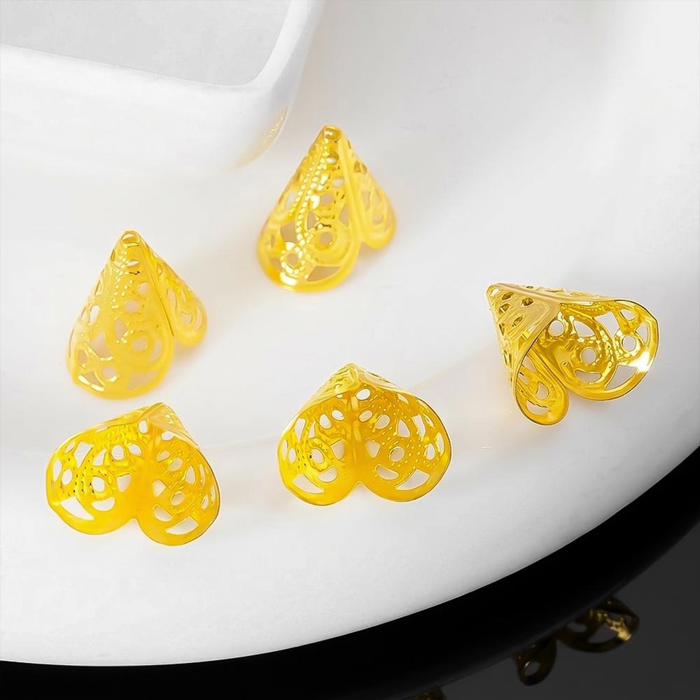 20pcs 50pcs 100pcs Metal Two-leaf Speaker Retro Flower Tray Bead Caps Hat Headgear Out Parts for DIY Jewelry Making Accessories