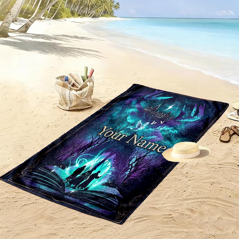 Custom NameFantasy Forest Beach Towel Soft Microfiber Summer Towel Quick Dry Absorbent Towel for Beach Swimming Pool Travel