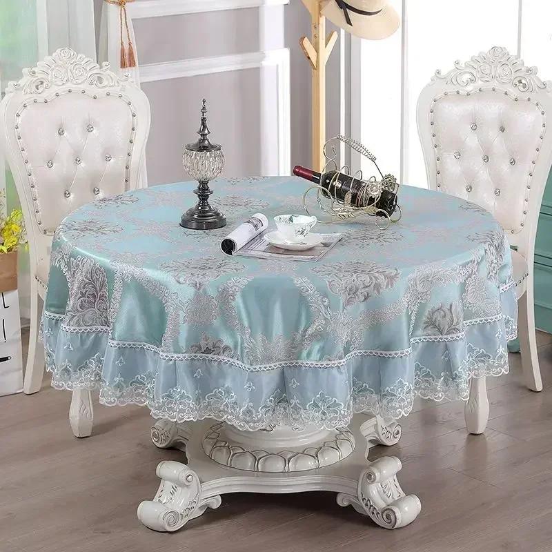 Luxury Jacquard Tablecloth Lace Restaurant Flower Pattern Round desk Cloth Wedding Party Coffee Tea Tables Cover Decoration
