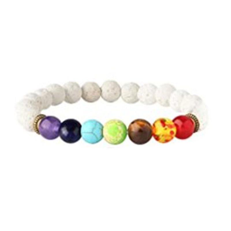 Natural Stone Beads Multicolor Bangle 7 Chakra Healing Balance Beads Bracelet for Women Reiki Prayer Yoga Wristband