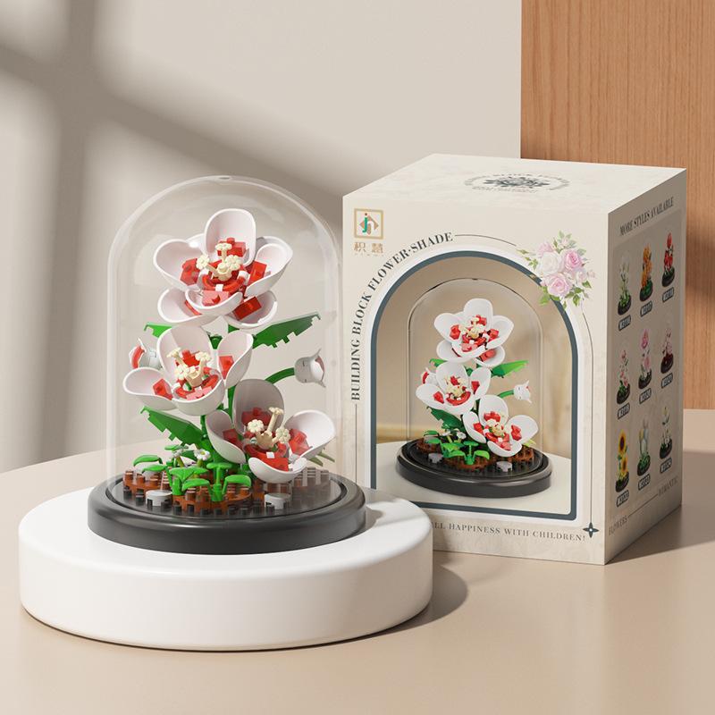 Flower Bouquet Building Blocks Plastic Plant Bonsai Desktop Ornaments Home Decoration