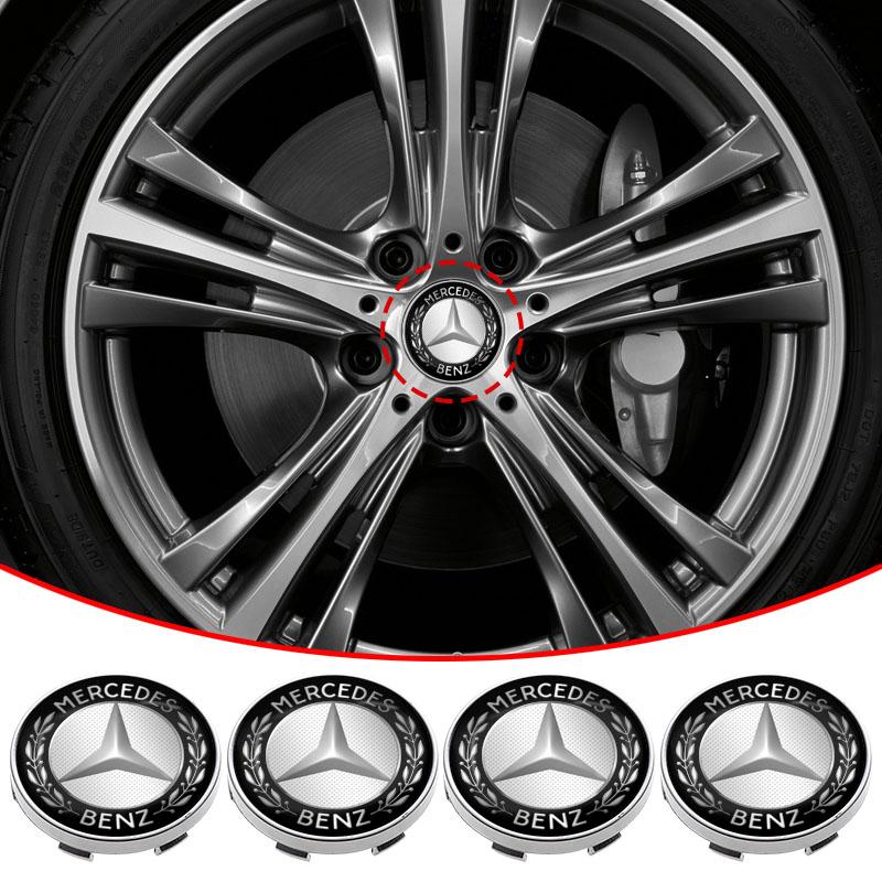 IJZN6 4CS 56mm 60mm Car Wheel Center Cap Hub Covers Badge 3D Sticker For Mercedes Benz GLA CLA GLK GLE CLS ML GL A B C E Class W211