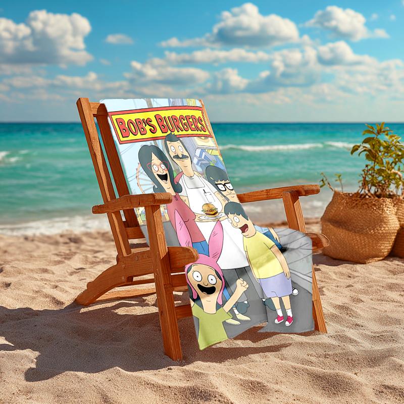 Ultra-Soft Beach Towel with Bob's Burgers Theme,Ideal for Pool - Camping, Diving - Perfect Travel Essential, Vibrant Beach Towel.