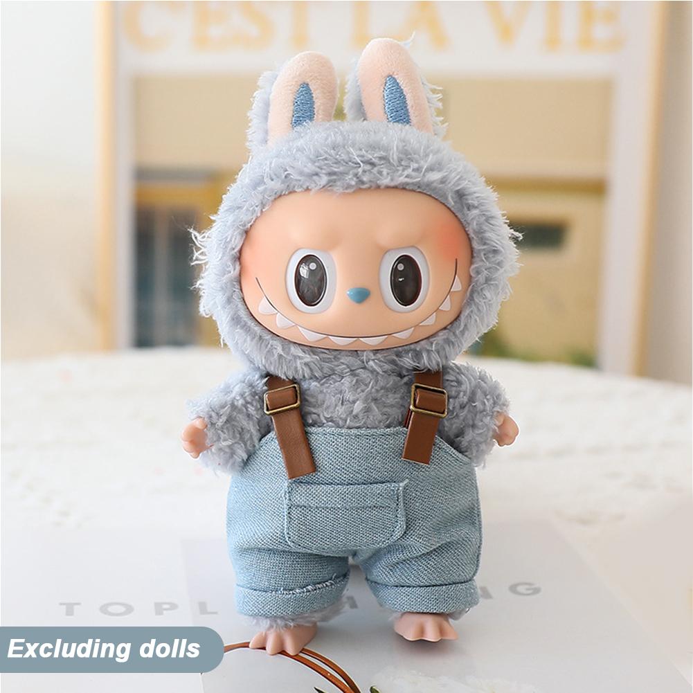 For 17cm Doll Clothes Fashion Bucket Hat Overalls Doll Clothes Color Match Hoodies Dolls Accessories Cute Decoration Little Clothes
