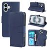 For iPhone 16 Case Detachable 2 in 1 PU Leather Wallet Phone Cover - Black