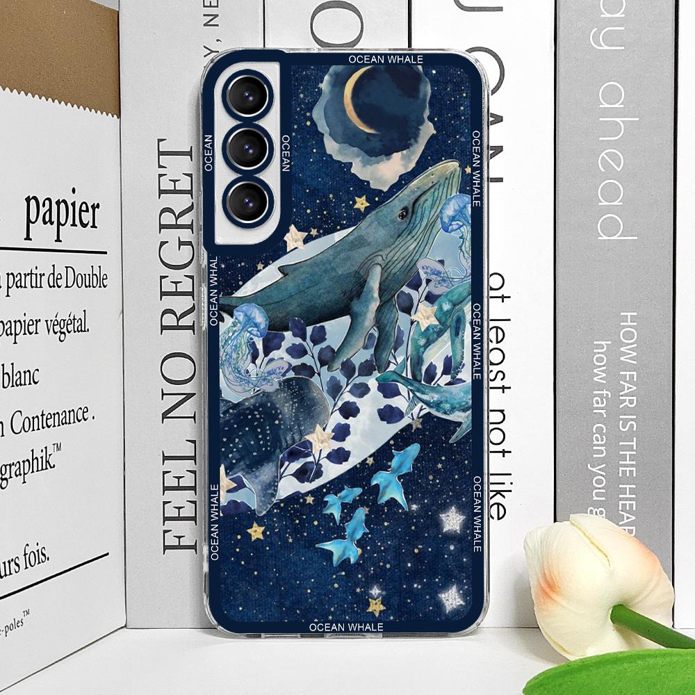 Чехол для телефона 'Плавающий китовый акула в океане' для Samsung Galaxy S25 S24 S21 FE S22 Plus S23 Ultra 5G Мягкие прозрачные чехлы Эстетичные Fundas