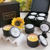 Aromatherapy Candle Gift Box Set Soy Wax Plant Essential Oil Fragrance Frosted Black Pot Souvenir Gift