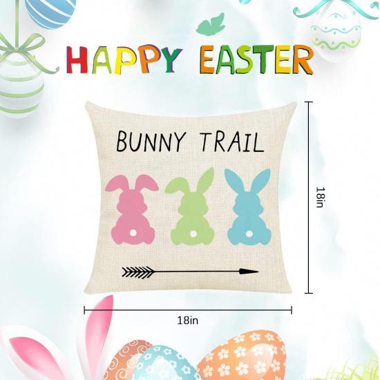 Easter Pillow Covers 18x18 Inch Set of 4PCS Easter Decorations Bunny Truck Hello Peeps Hip Hop Spring Farmhouse Throw Pillows Cover for Home Decor
