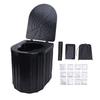 Portable Toilet Large Capacity 150KG Load Bearing Folding Camping Toilet for Travel Road Trip Black