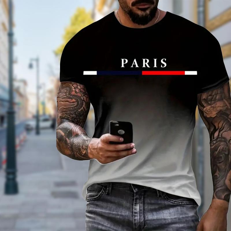 New Summer Men's Fashion T-shirt Personality Lodestone Printed Men's T-shirt Top