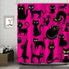 Черно-розовая кошка Смешная и креативная Пляжная занавеска для душа Водонепроницаемые полиэстеровые занавески для ванной комнаты Для декора ванной комнаты С крючками