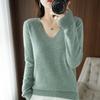 Cashmere Women's V-neck Pullover Lace Neck Hollow Out Design Casual Knitted Long Sleeve Women's Sweater Autumn And Winter