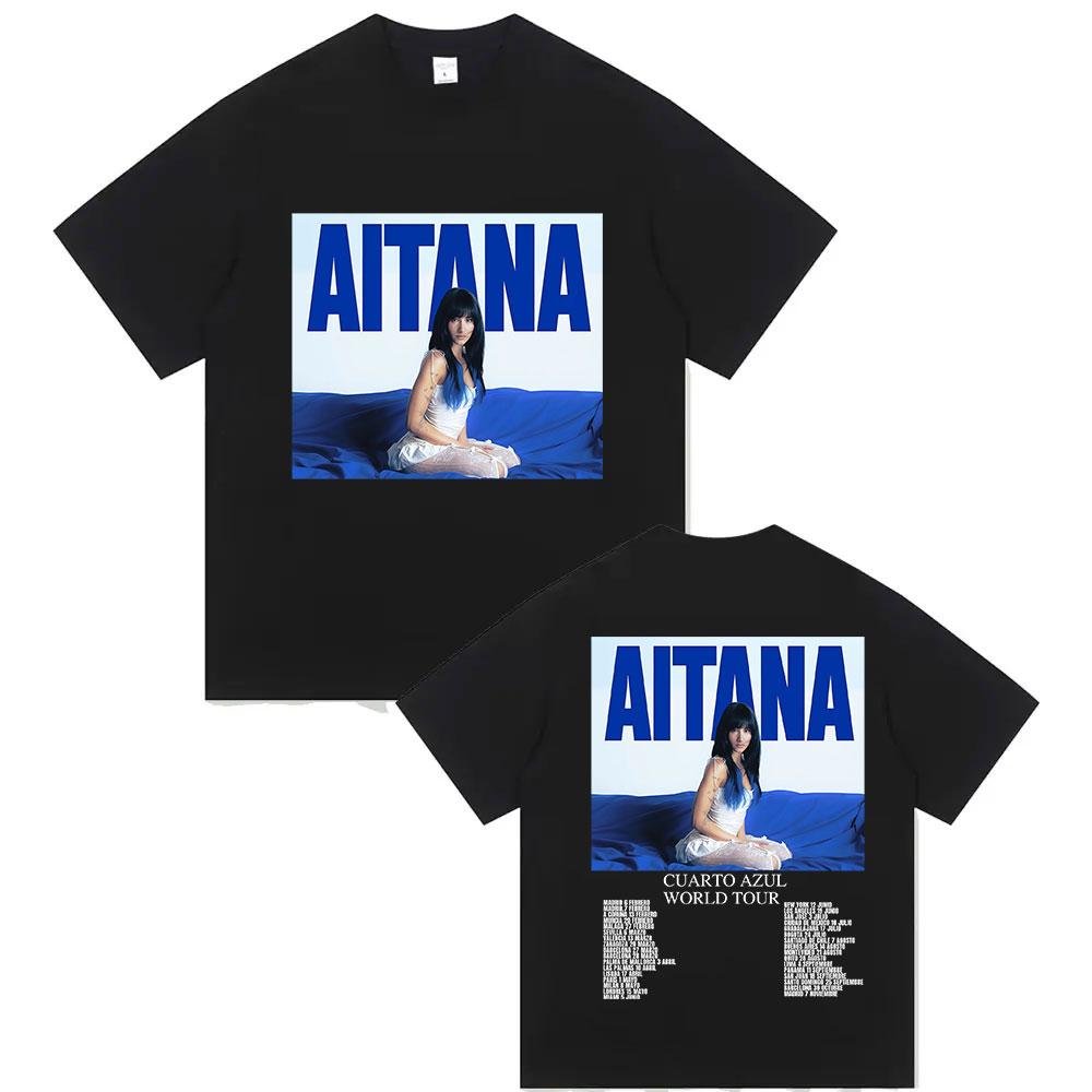 Singer Aitana Cuarto Azul World Tour 2025 Graphic Tshirt for Unisex and Women Retro Fashion Summer Print 100 Pure Cotton Tshirt