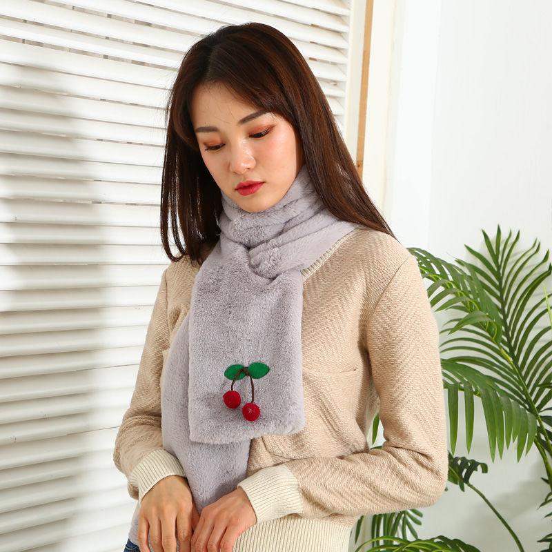 Thicken and Lengthen Rex Rabbit Fur Scarf Women Keep Warm All-match Student Fur Winter Scarf Women