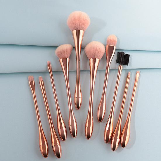 10 шт./набор кистей для макияжа с глянцевой ручкой и гладкой головкой из искусственного волокна, набор косметических кистей для лица для женщин