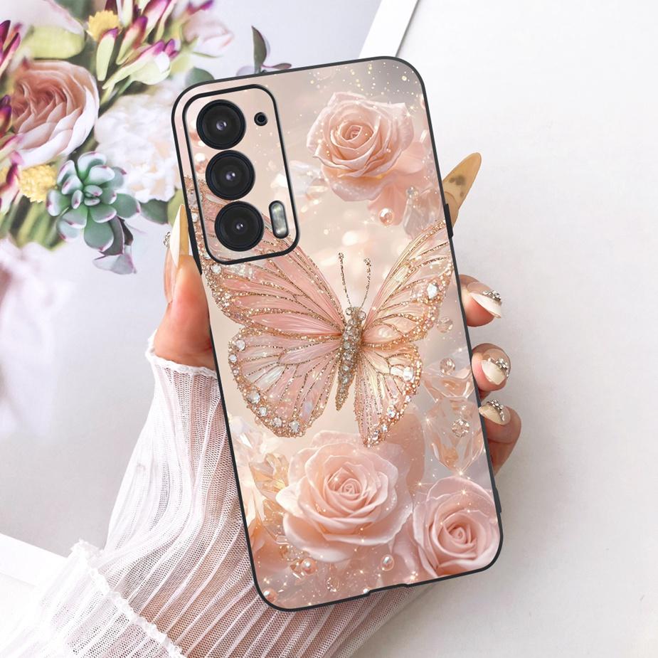 For Motorola Edge 20 Pro Case New Flower Butterfly Painted Cover Soft Silicone Case For Motorola Edge 20 Lite Edge20 Fusion Bags