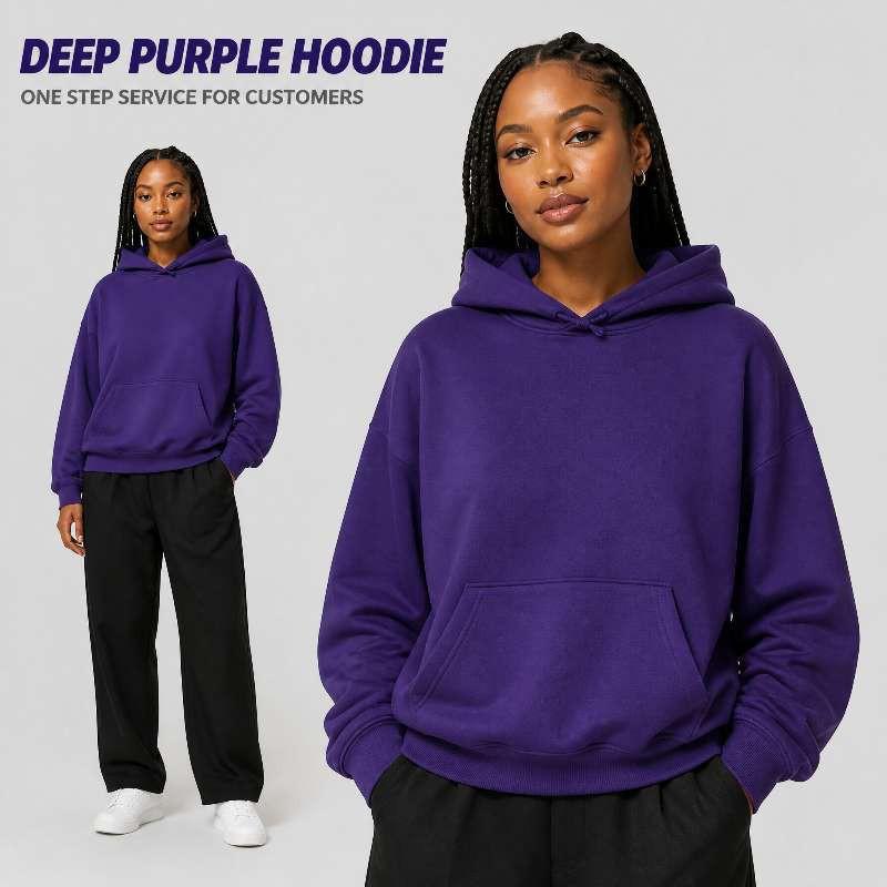 Womens Oversized Hooded Sweatshirt Loose Fit Long Sleeve Winter Plus Size 220g Fabric