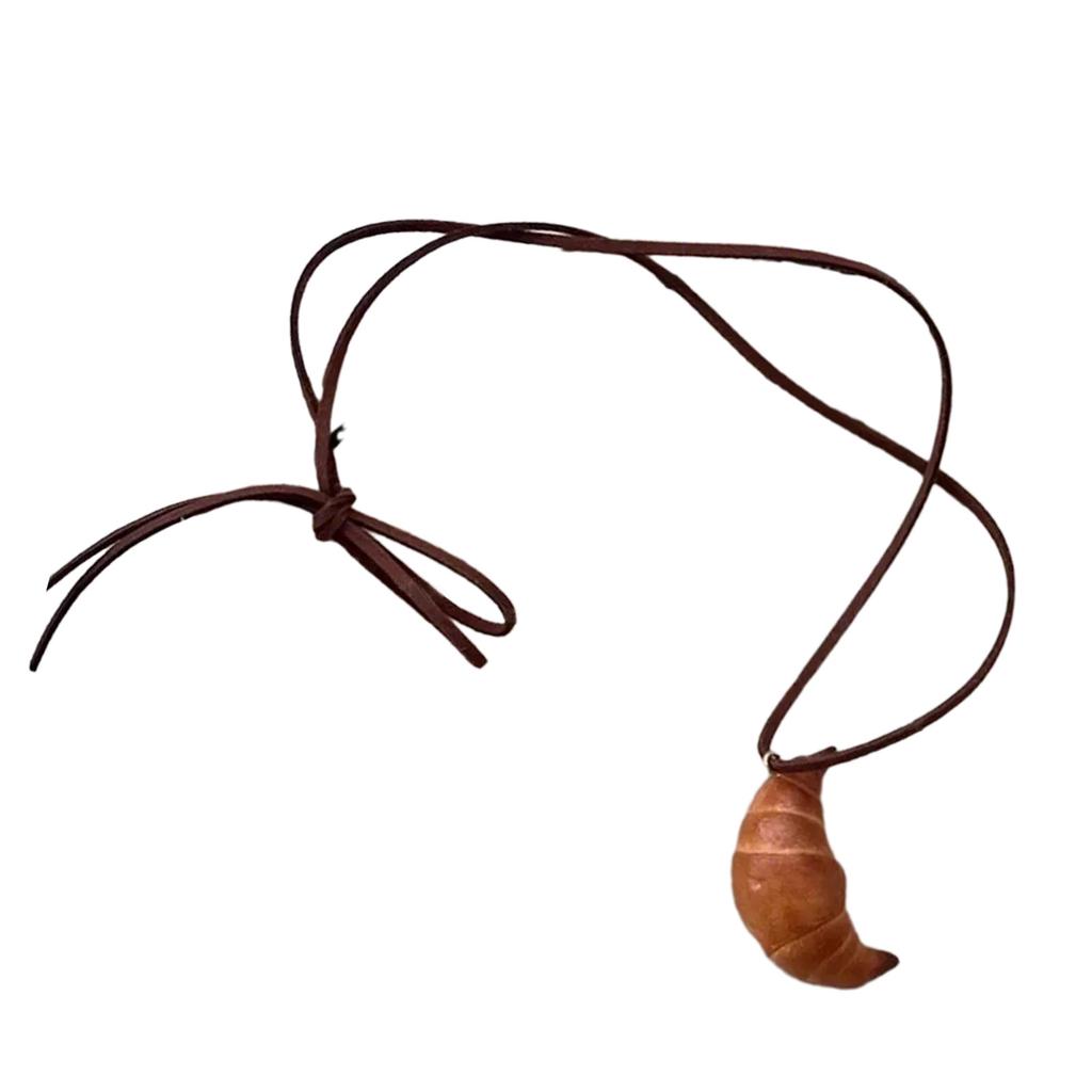 Многофункциональное художественное ожерелье с подвеской в виде хлеба, украшенное миниатюрами в виде венка и улыбающегося кренделя, модный аксессуар