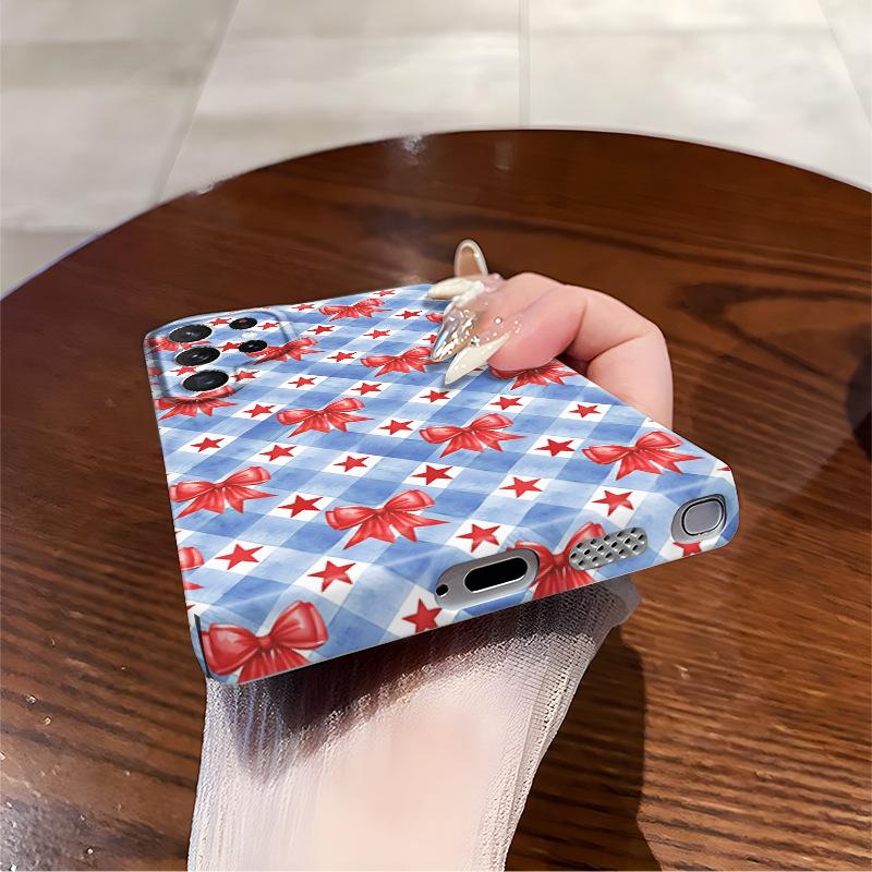 ins wind five-pointed star bow GalaxyS24ultra anti-drop mobile phone case Samsung S25plus anti-drop case