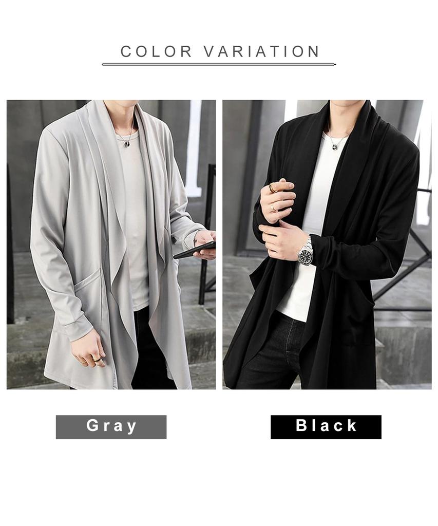 Мужской длинный кардиган J.STORE, лестный, стильный, с карманами, длинными рукавами, серый, размер 5A-J02-GYM