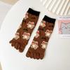 New Five-finger Ladies Breathable Sweat-absorbing Mid-tube Split-toed Socks Cute Cartoon Student Girl Socks