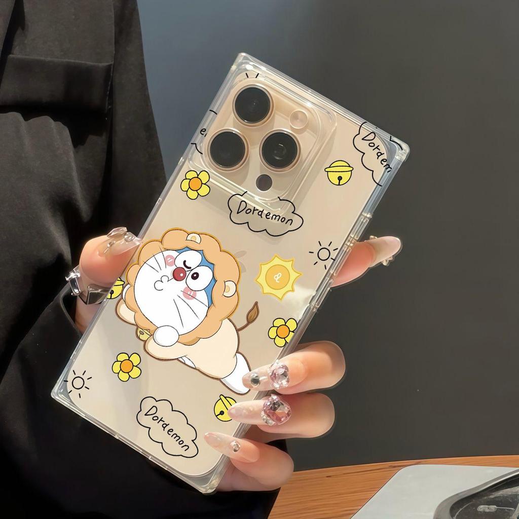 Прозрачный квадратный чехол-трубка для защиты iPhone 16 ProMax 11 12 15 Plus 14 Pro Max 13, защита от окисления, чехол с рисунком эксцентричного кота