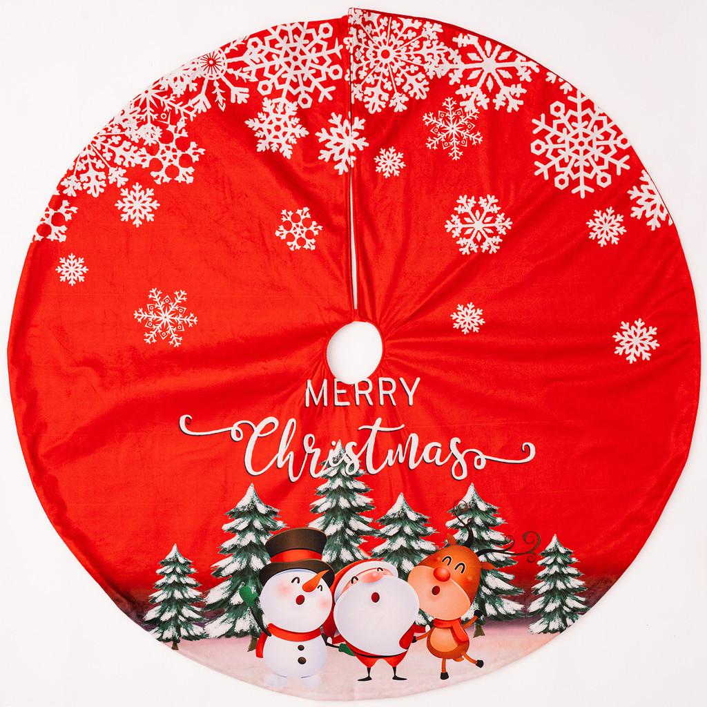 Charming Red Snowflake Tree Skirt Adorned With Festive Christmas Gnomes For Holiday Cheer