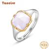Tancise Classic 925 Sterling Silver 8*8 Pink Quartz Ring Ladies Jewelry Wedding Promise Party Gift