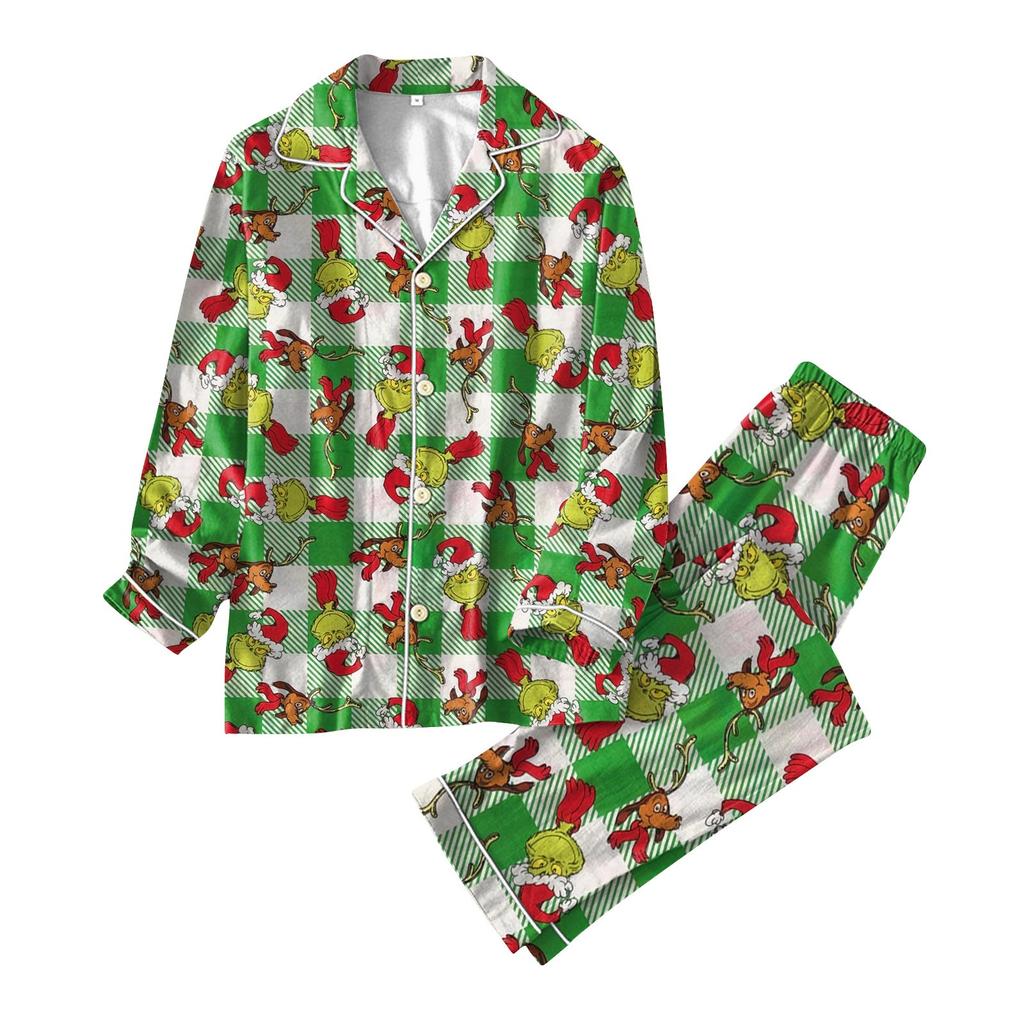 Женский костюм из 2 предметов с принтом, топ на пуговицах с длинными рукавами, широкие брюки, комплект, пижамный домашний повседневный костюм