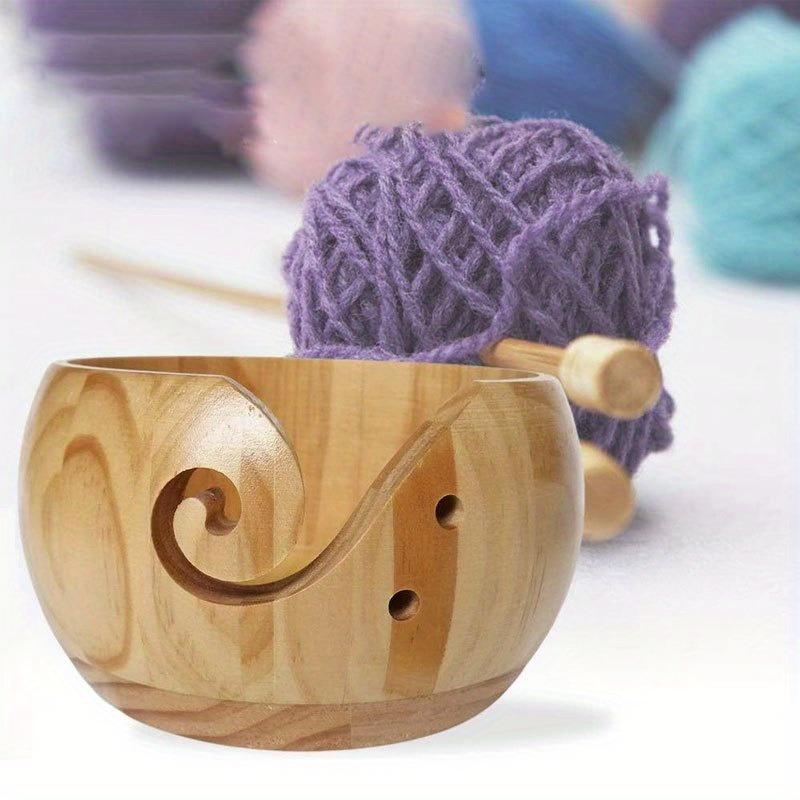 Деревянная миска для хранения пряжи, держатель для пряжи для вязания крючком, органайзер для шерстяной пряжи для вязания, миски с отверстием, хранение принадлежностей для рукоделия