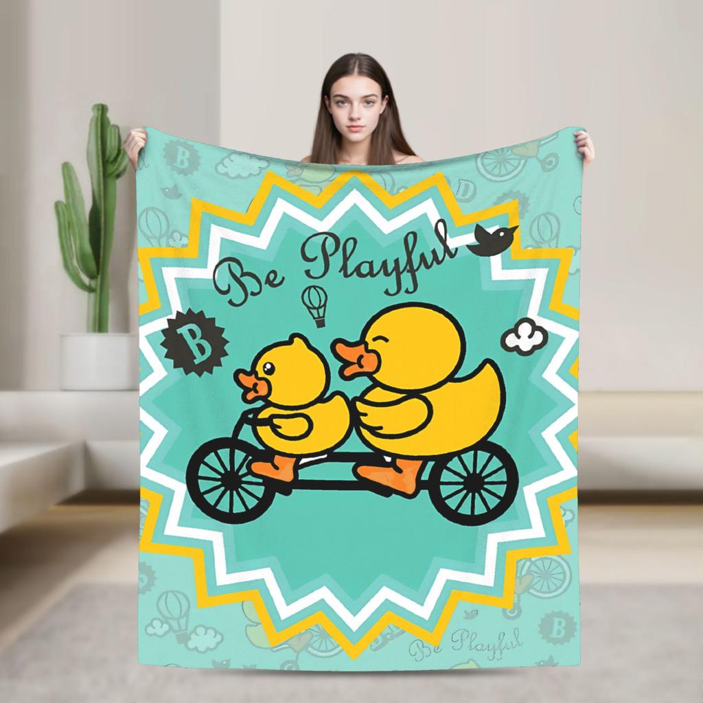 Yellow Duck Blanket Warm Soft Fashion Plush Throw Blanket For Child Couch Bed Flannel Bedspread Bed Cover