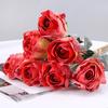 7pcs Burnt Edge Lifelike Rose Flower Branch 64cm Artificial Flowers Elegant Wedding Bouquets Dried Rose Desktop Ornament