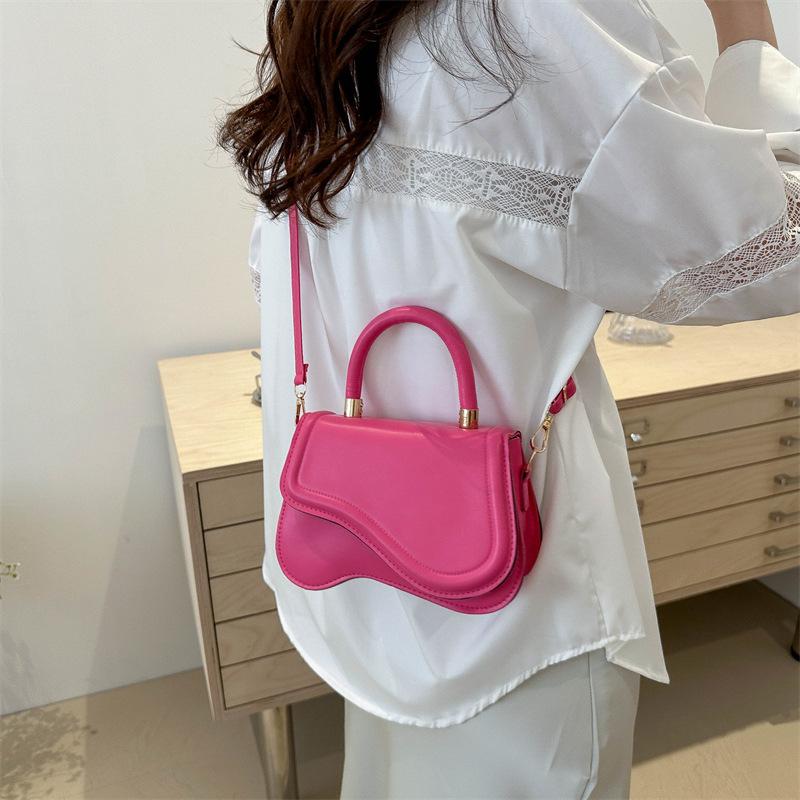 Solid Color Texture Simple and Fashionable Personality Corrugated Bag Cover Summer New Korean Version One-shoulder Crossbody Handheld Small Square Bag