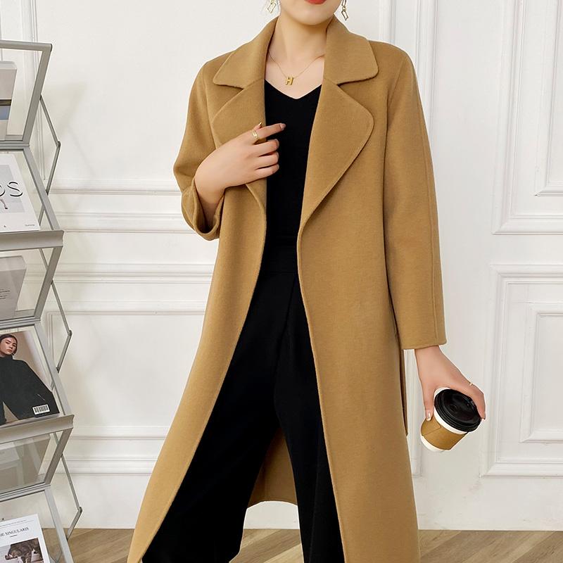 Женское пальто из 100% шерсти TIDENOVEL Осеннее шерстяное длинное пальто Ручной работы Пальто-бушлат Зимняя теплая шерстяная длинная куртка Пальто