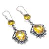 Natural Citrine Gemstone Handmade 925 Sterling Silver Earring 2.17" S0t96