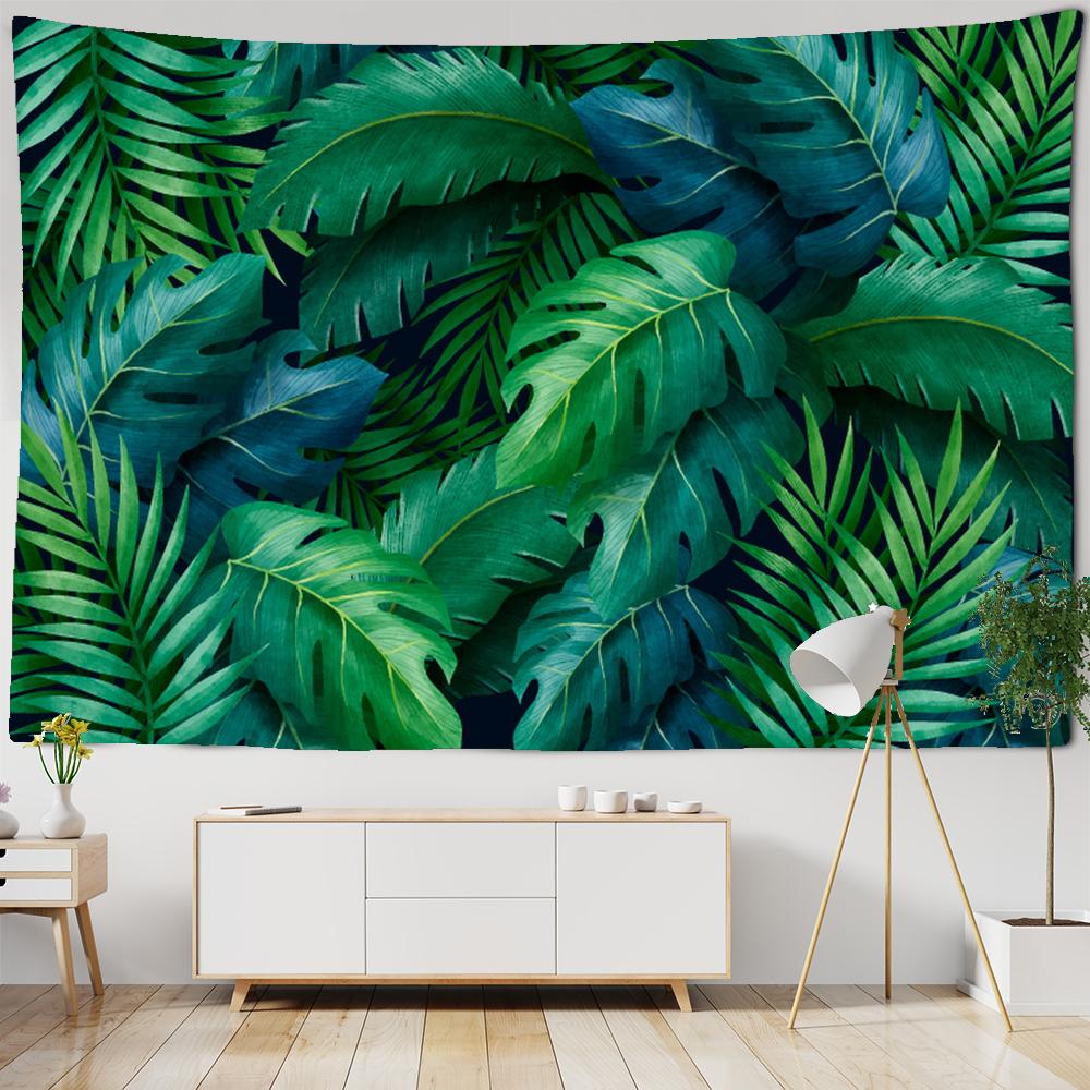 Пальмовый лист Зеленая ботаника Гобелен Листья подорожника Растения тропических лесов Юго-Восточной Азии Настенный гобелен Настенная ткань