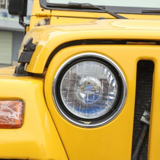 Round Headlight Bezel Headlamp Mount Bracket Rings For Jeep Wrangler TJ 97-06