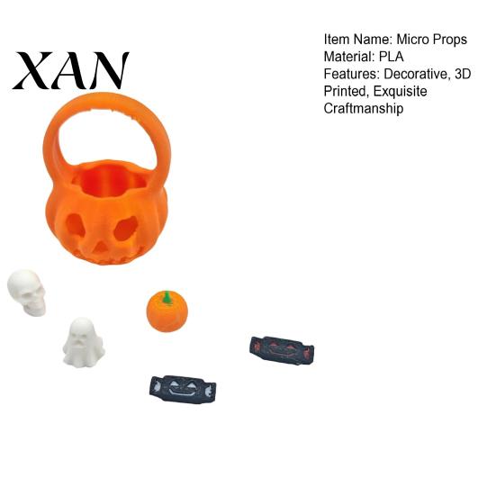 Dollhouse Accessories 3D Printed Miniature Halloween Decoration Set, 1:12 Scale DIY Fairy Garden Supplies Accessories, Mini Pumpkin/Basket/Ghost/Skull