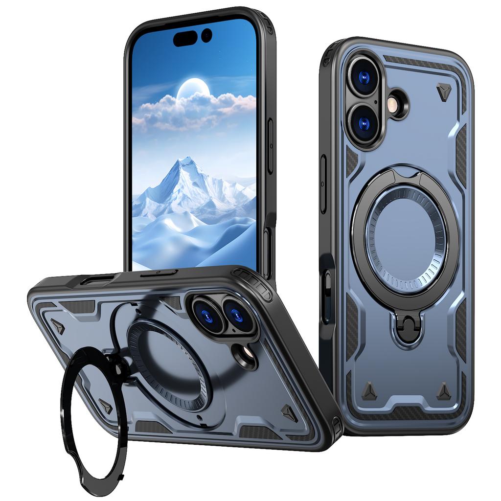 For iPhone 17 Case Compatible with MagSafe Military Protection PC+TPU Kickstand Phone Cover
