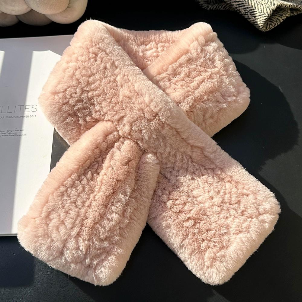 Winter Real Rex Rabbit Fur Scarf Korean Version Simple Long Scarf Warm Double-sided Thickened Fur Collar