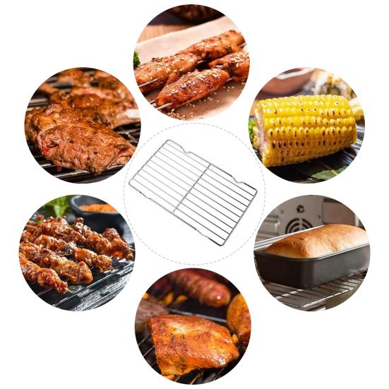 Охлаждающая стойка из нержавеющей стали Духовка Посудомоечная машина Безопасная выпечка Обжарка Барбекю Сетка для гриля Прямоугольная стальная проволока Полка для печенья Кухонные гаджеты