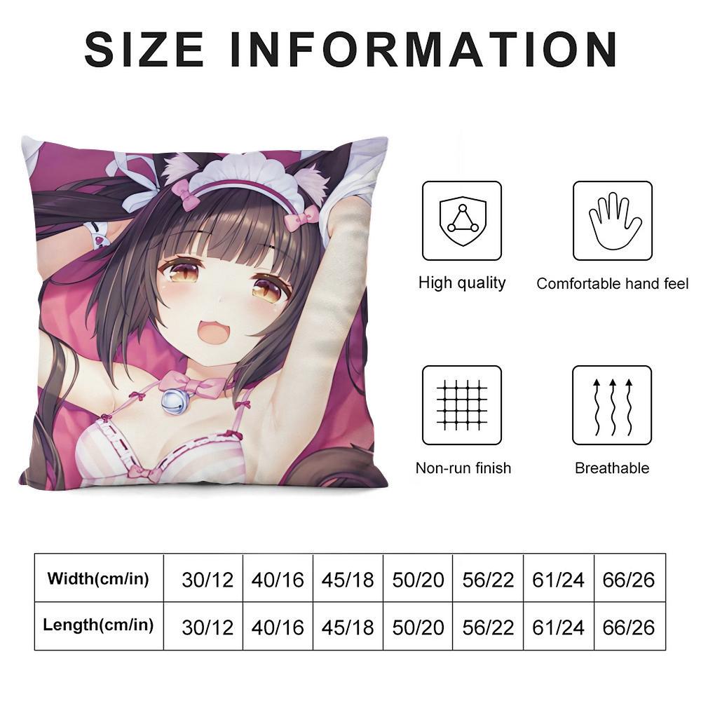 Chocola Nekopara Аниме Наволочка Двусторонняя Удобная Наволочка Подходит для Автомобиля Дивана Спальни и Других Сцен