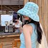 Plaid Bucket Hat Women's Summer Outdoor Sun Hat Sun Protection UV Protection Hat Showing Washbasin Hat
