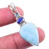 Natural Republic Larimar,Kyanite Gemstone 925 Solid Silver Pendant 1.75'' H2u52