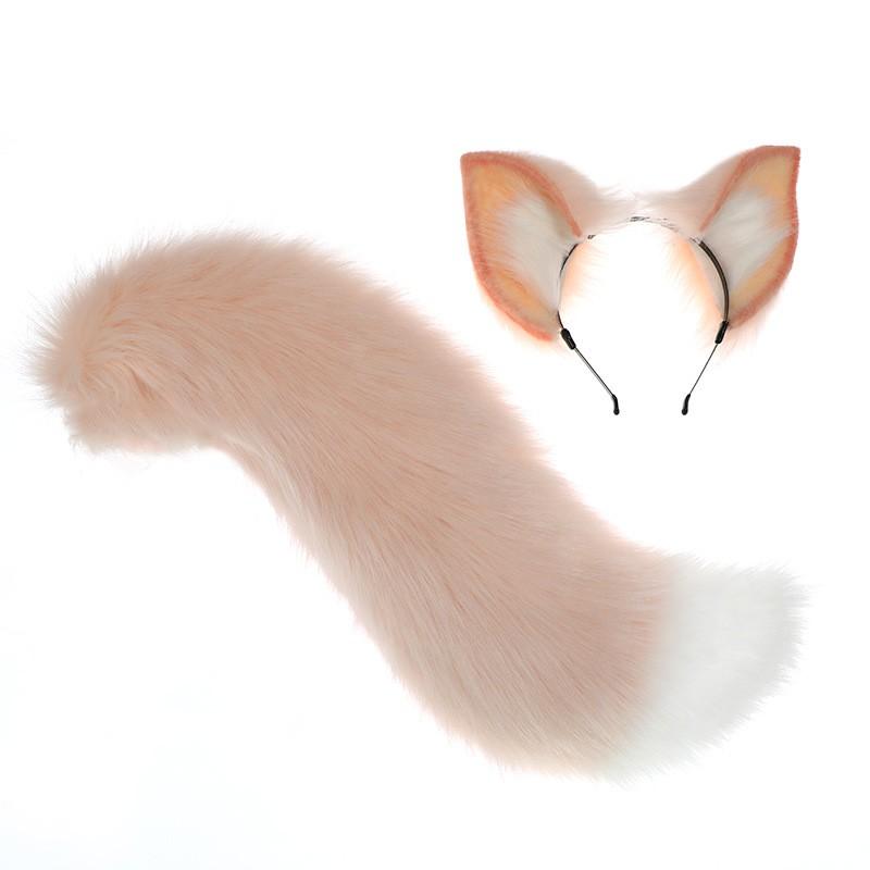 Fluffy Fox Ears Headband Tail Set Cosplay Costume - Soft Plush Animal Ear Hair Accessory Women